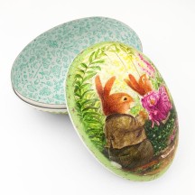 6" Green Holly Pond Hill Bunny Garden Swing Easter Egg Container ~ Germany